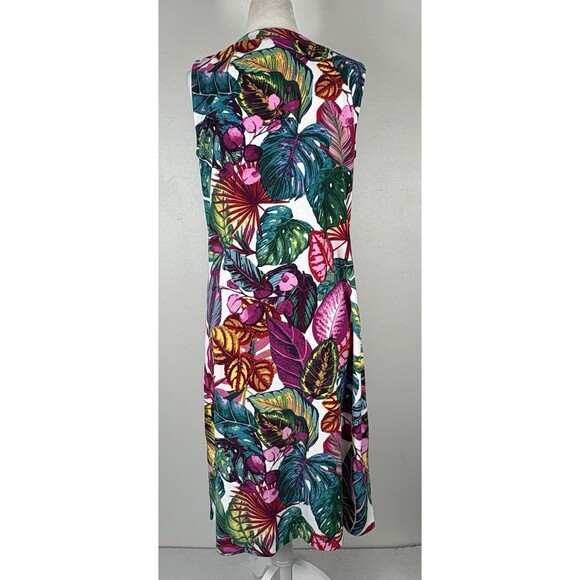 Susan Graver Soleil Brushed Knit Dress Palm Tropical Cover Up Terry Cloth Small - Picture 9 of 15